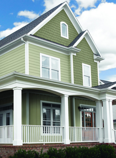 Green James Hardie siding