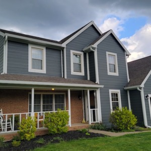 New dark gray James Hardie siding on a home in Marion, Indiana